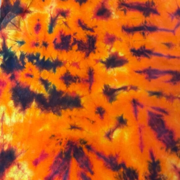 handmade tie dyed unisex tshirt orange red lava black 3XL - Picture 6 of 8